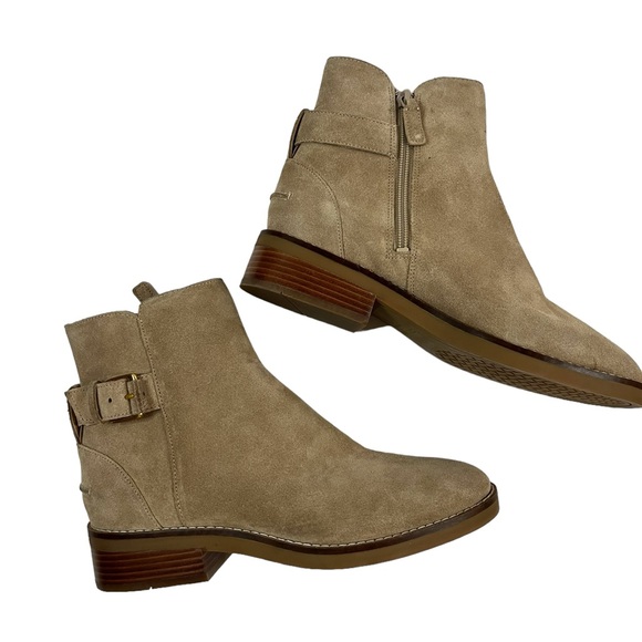Cole Haan Size 7B Tan Sand Suede Leather Hampshire Buckle Bootie - Picture 10 of 14